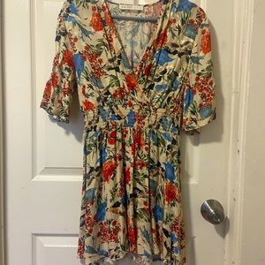 Zara floral satin-like dress.